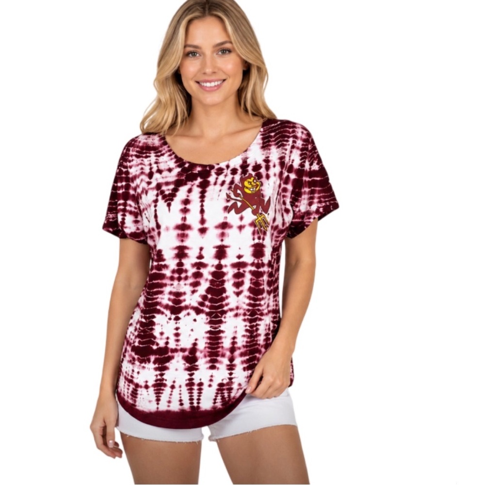 Arizona State Sun Devils Womens T Shirt Size Small Tie Dye Front & Back Logos